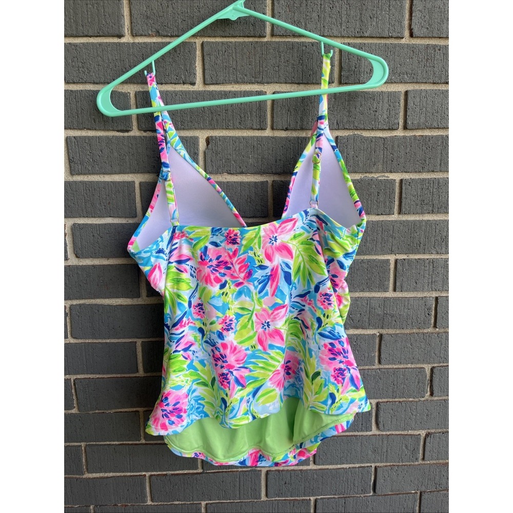 Stella Parker swim Top Tankini bright Colorful Pink Blue Green size XL NWOT - Picture 2 of 6